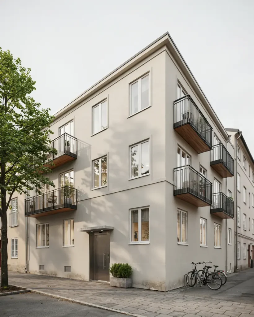 fasadrenovering och balkongreparation p flerbostadshus i roseng rd